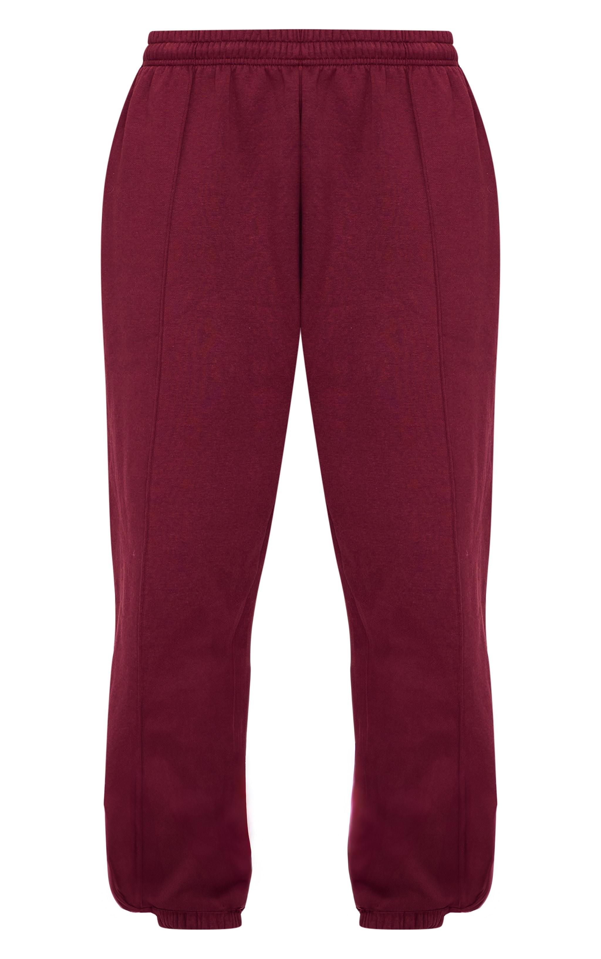 Burgundy Pintuck Detail Oversized Sweatpants Product Image