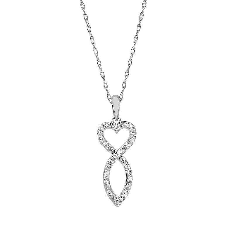 Sterling Silver 1/5 Carat T.W. Diamond Infinity Heart Pendant Necklace, Womens Sterlng Silver Product Image