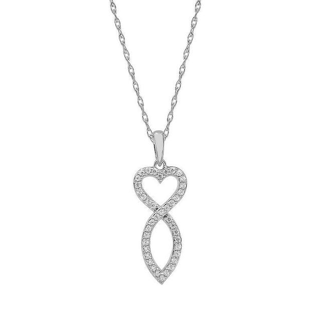 Sterling Silver 1/5 Carat T.W. Diamond Infinity Heart Pendant Necklace, Womens Sterlng Silver Product Image