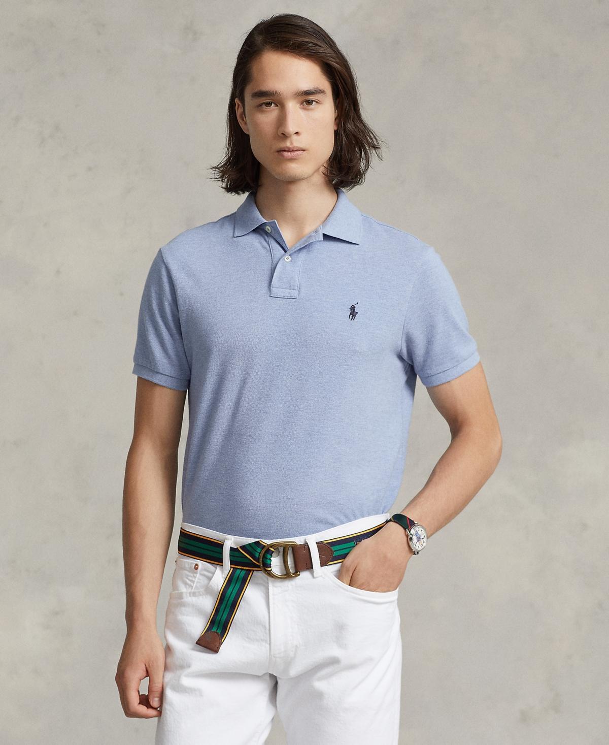 POLO RALPH LAUREN Men's Custom Slim Fit Mesh Polo In Isle Heather Product Image