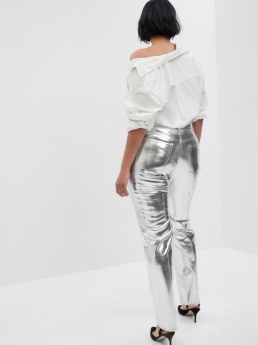 High Rise Vegan Leather Cheeky Straight Pants Product Image