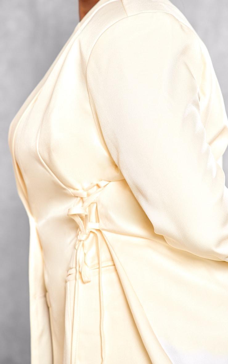 Plus Cream Lace Up Waist Blazer Product Image