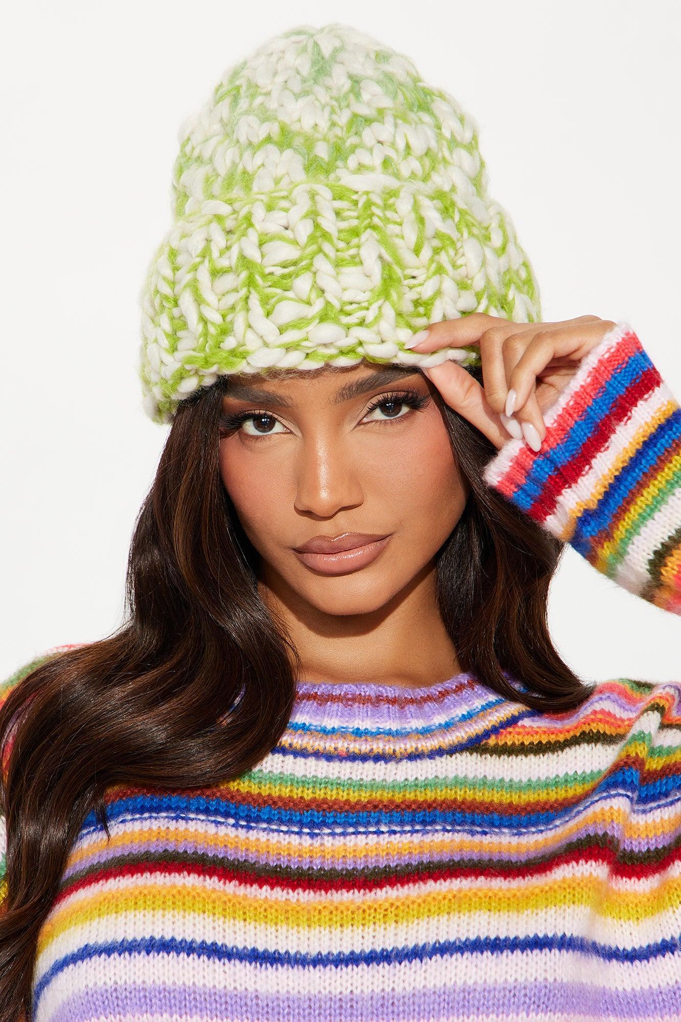 Yummy Knit Beanie - Green/combo Product Image