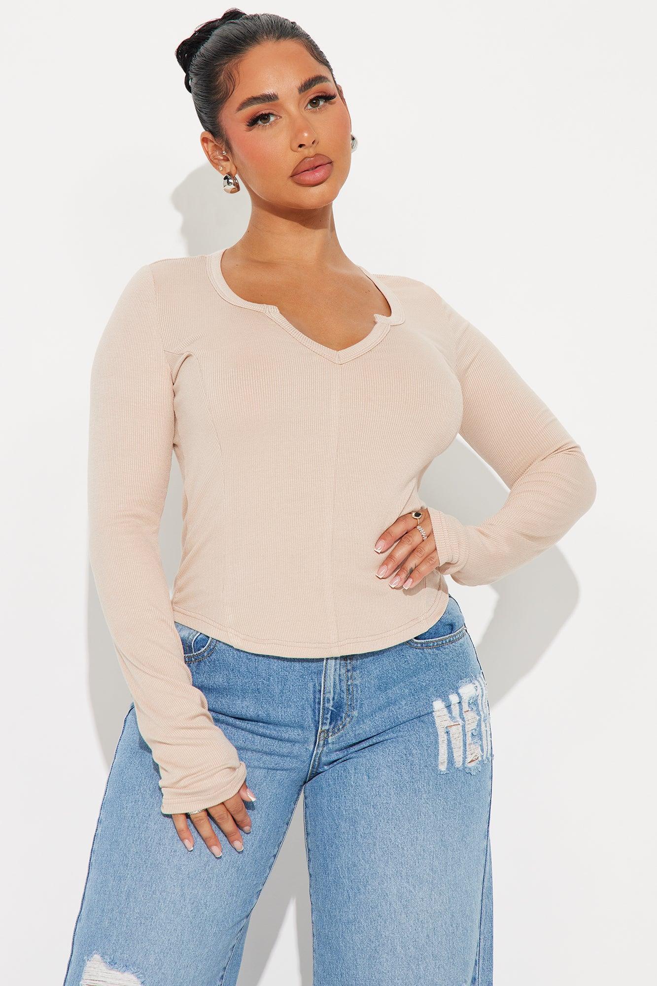 Here To Stay Ribbed Top - Taupe Product Image