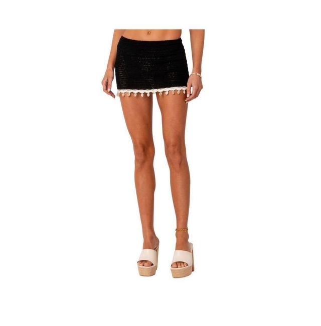 Womens Crochet Low Waist Mini Skirt With Shells Product Image