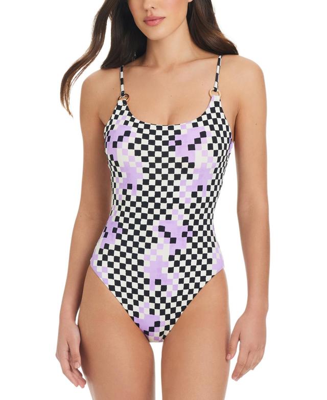 Red Carter Womens Printed Scoop-Neck One-Piece Swimsuit Product Image