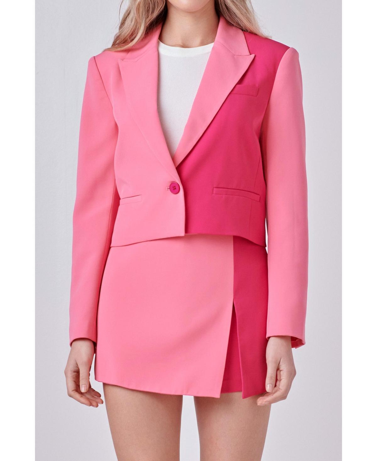 endless rose Womens Colorblock Short Blazer - Pink Product Image