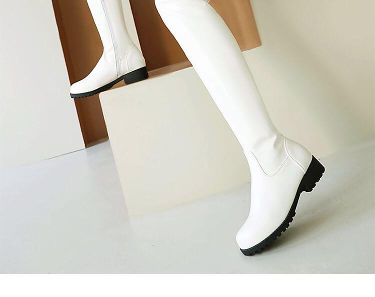 Block Heel Faux Leather Over The Knee Boots Product Image