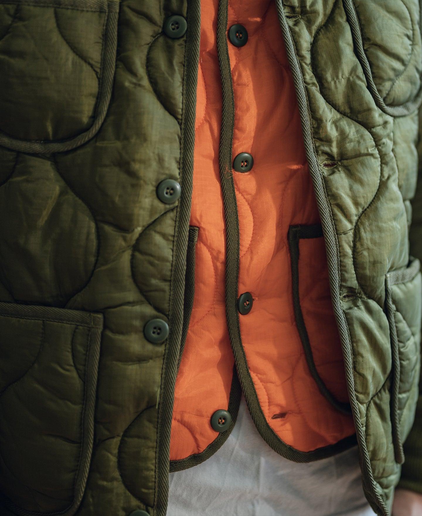 Military Style Quilted Padded Ripstop Nylon Vest - Orange Product Image