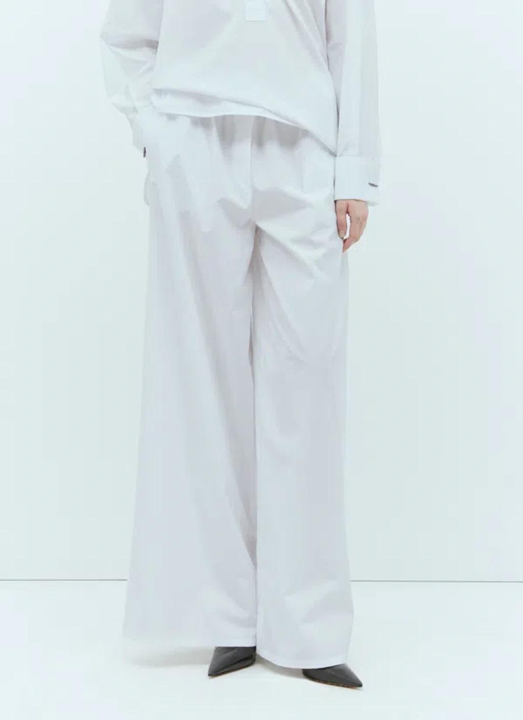 MAX MARA Wide Poplin Pants In White Product Image