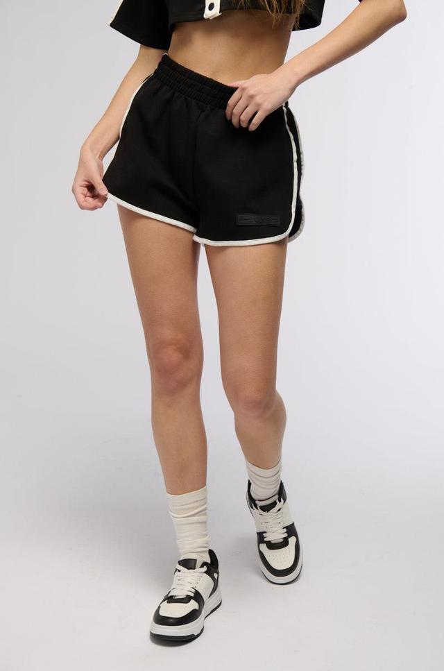 ON POINT STRIPED MINI SHORTS IN BLACK Product Image