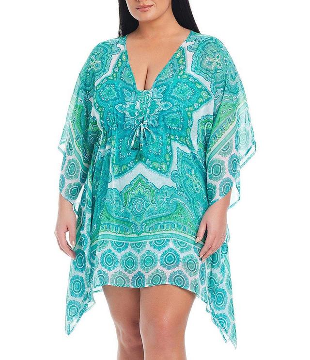 Bleu Rod Beattie Plus Size Coastal Cool Swim Cover-Up Caftan Product Image