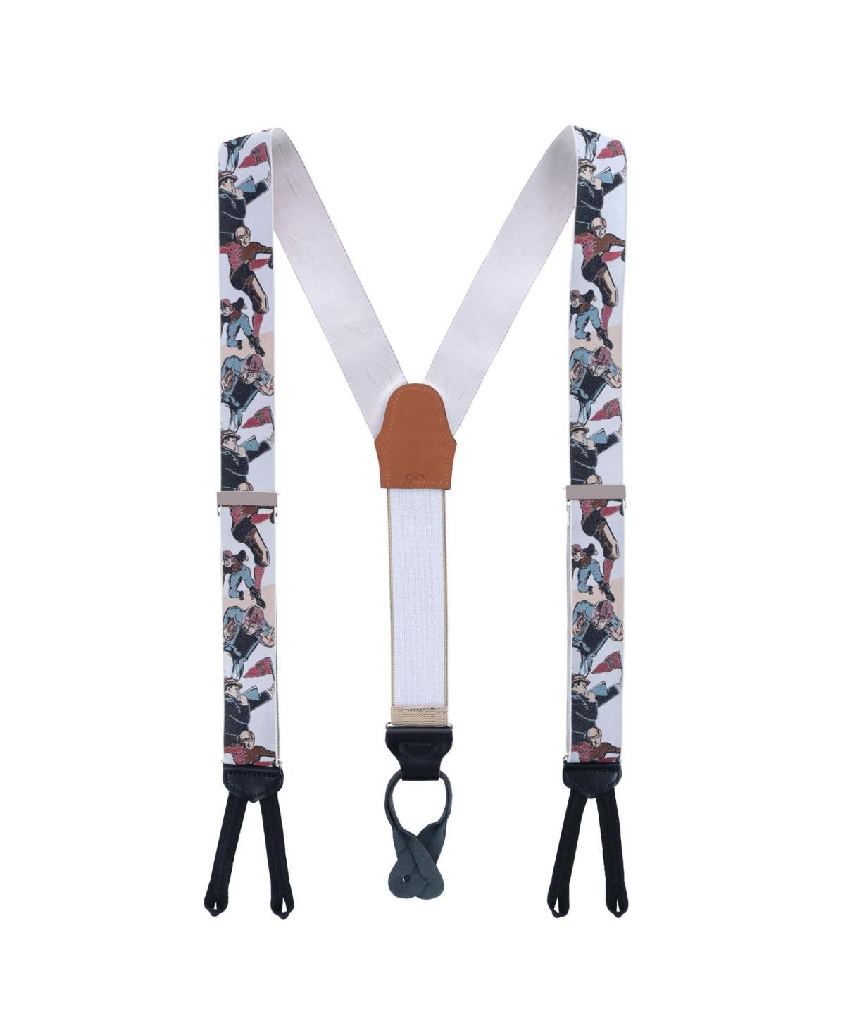 Trafalgar Mens Retro Pattern Leatherheads Limited Run Silk Suspenders Product Image