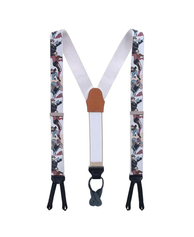 Trafalgar Mens Retro Pattern Leatherheads Limited Run Silk Suspenders Product Image