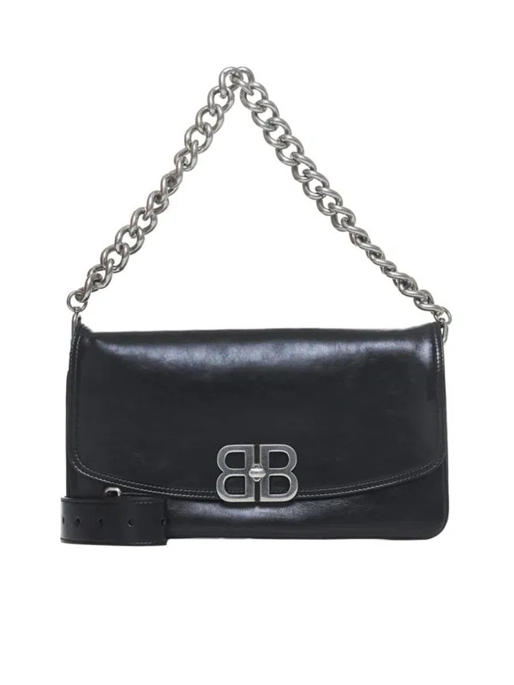 BALENCIAGA Medium Soft Flap Shoulder Handbag In Black Product Image