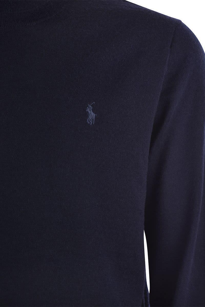 Wool Turtleneck Sweater In Navy Blue Product Image