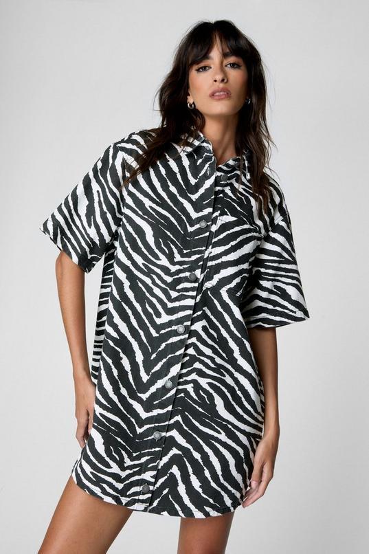 Zebra Print Denim Shirt Dress product image