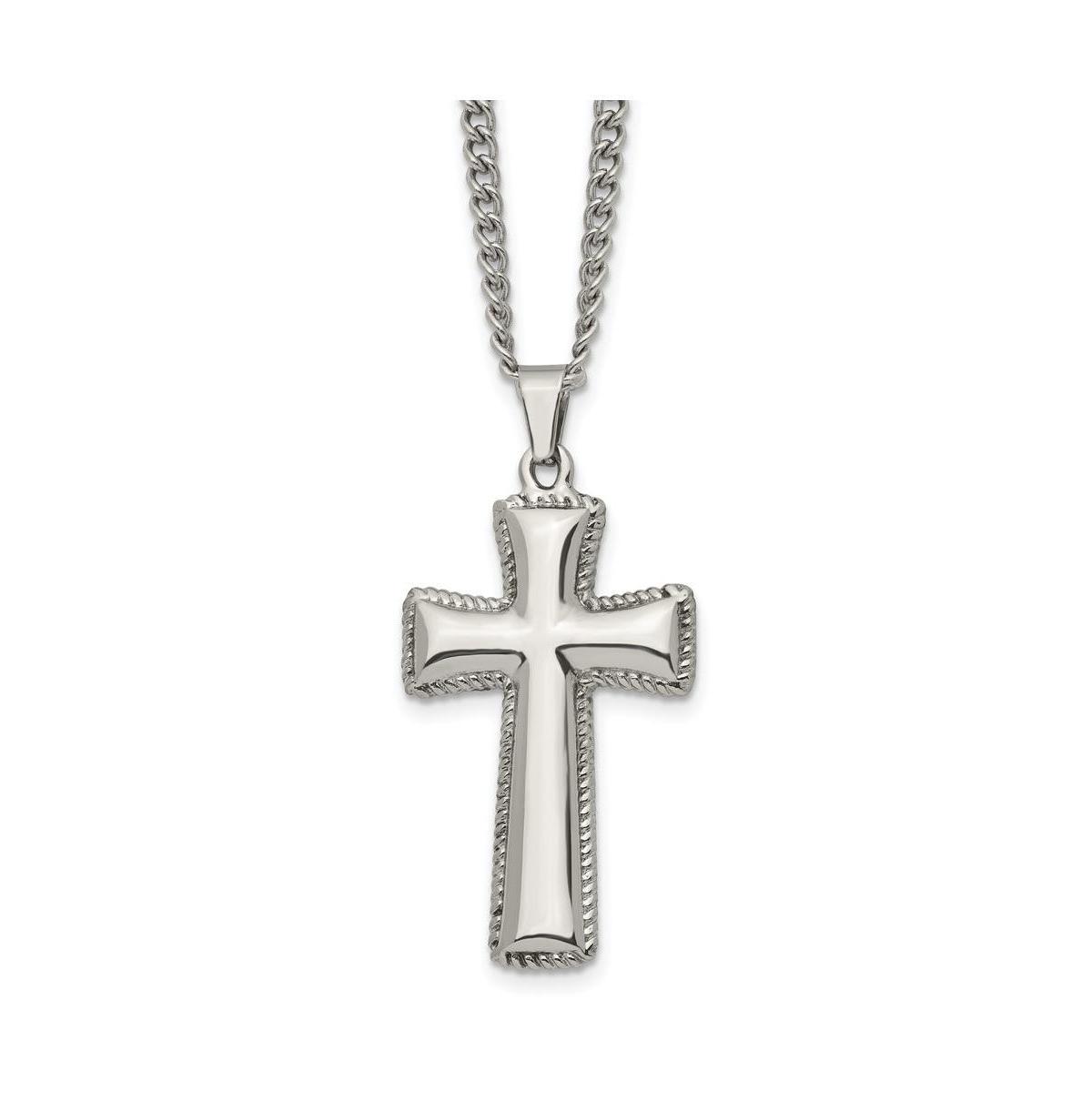 Chisel Polished Pillow Cross Pendant on a Curb Chain Necklace Product Image