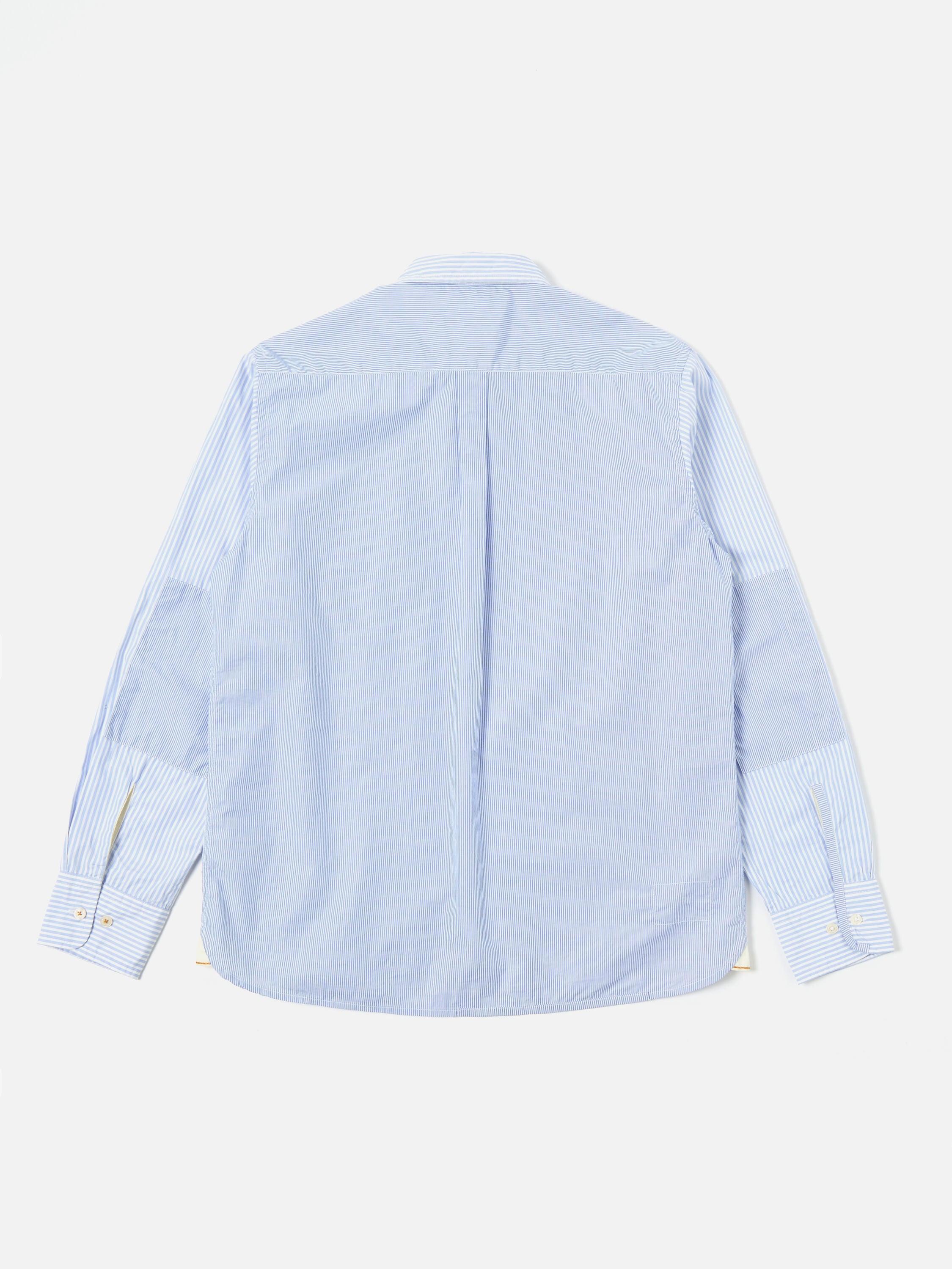 Universal Works L/S Patch Shirt in Blue Classic Stripes Product Image