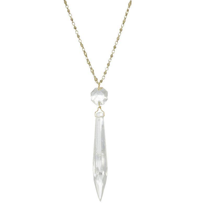 1928 Gold-Tone Simulated Crystal Icicle Necklace, Womens, Yellow Product Image