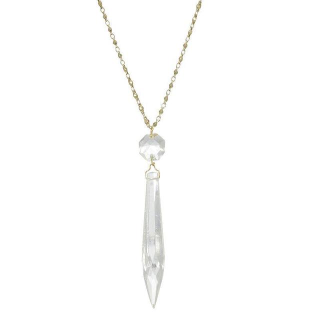 1928 Gold-Tone Simulated Crystal Icicle Necklace, Womens, Clear Product Image