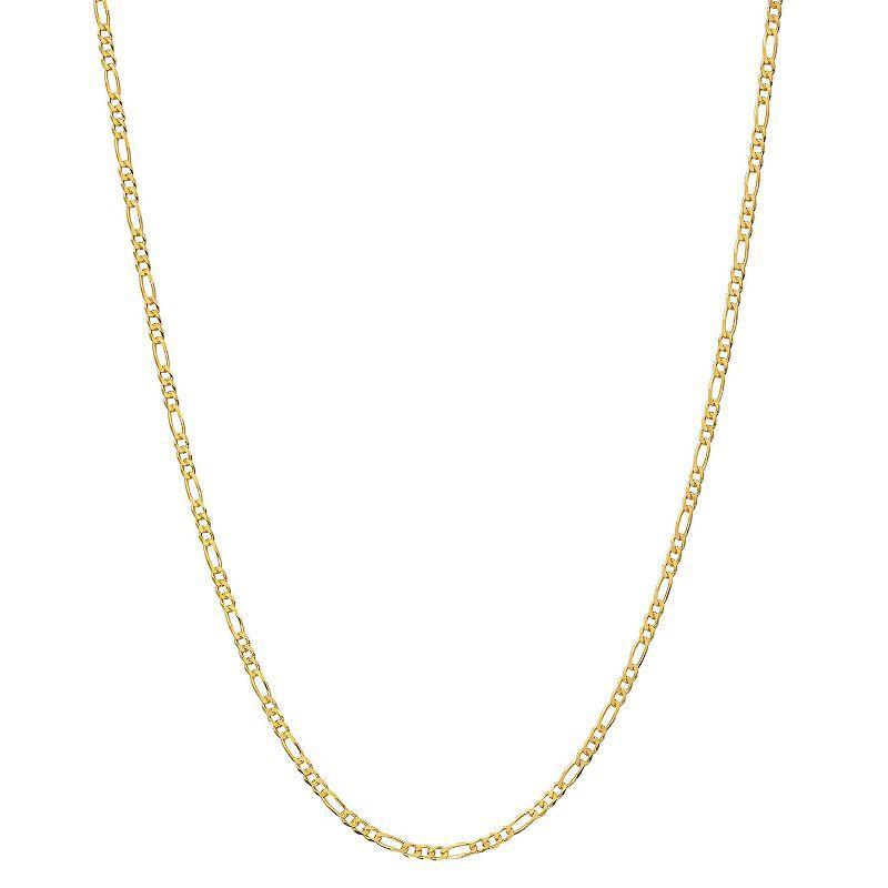 Primavera 24k Gold Over Silver 18 in. Figaro Chain Necklace, Womens 24k Gold Over Sterling Product Image