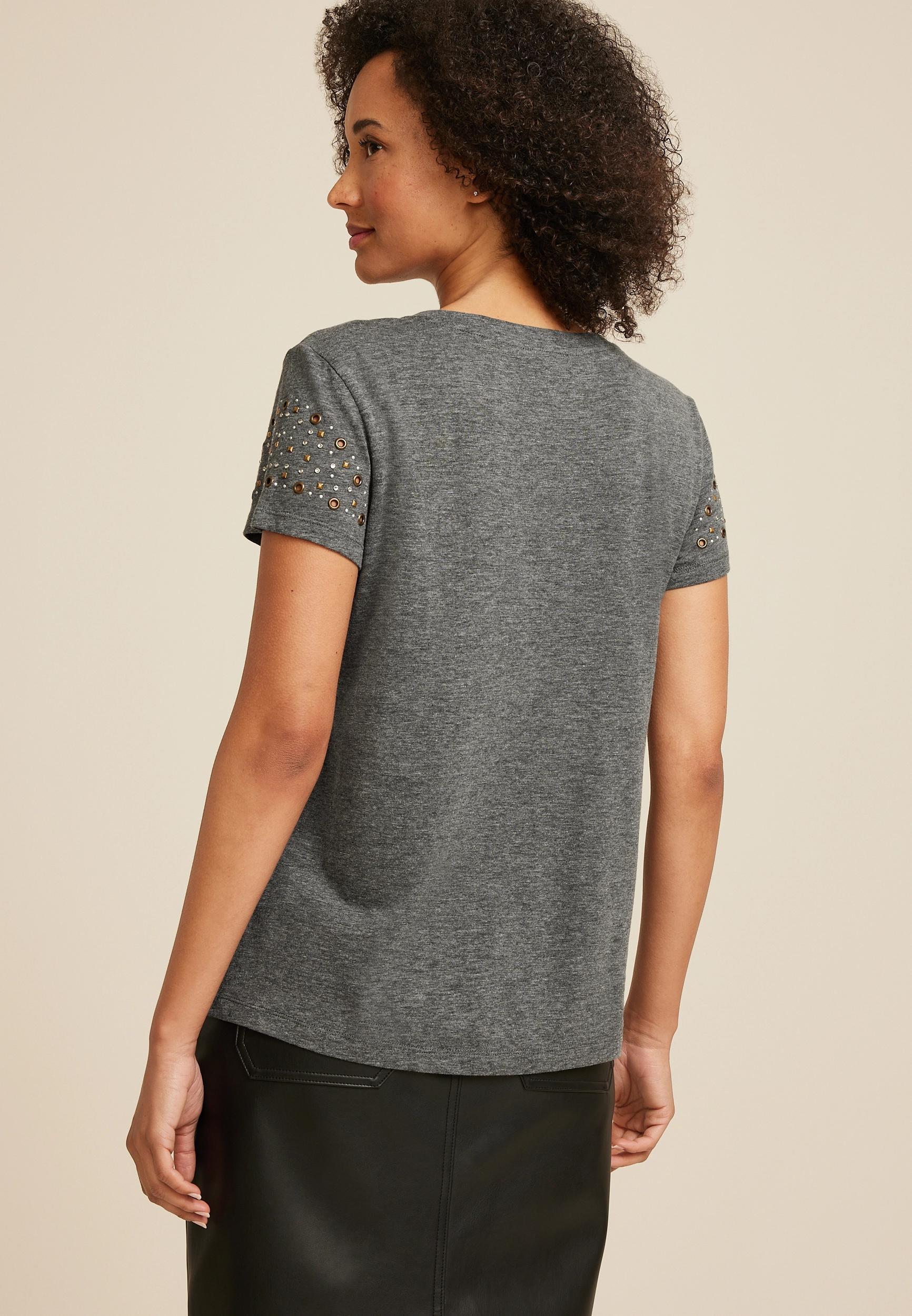 Embellished Short Sleeve Crew Neck Tee Product Image