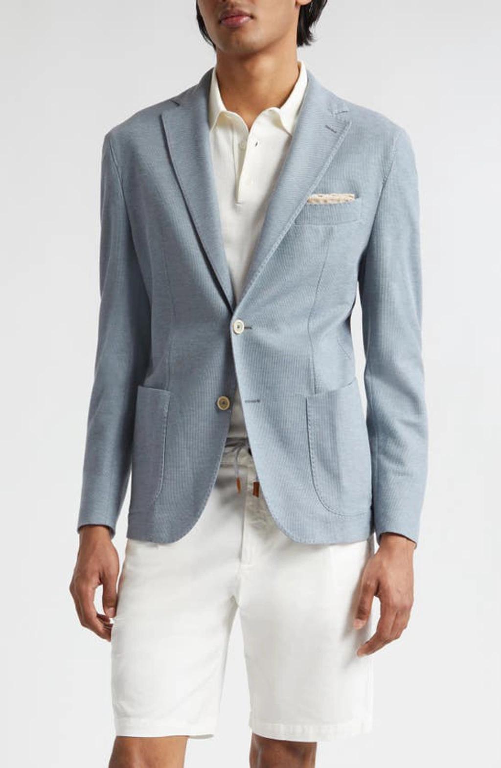 Single Breasted Cotton Knit Sport Coat In Denim Product Image