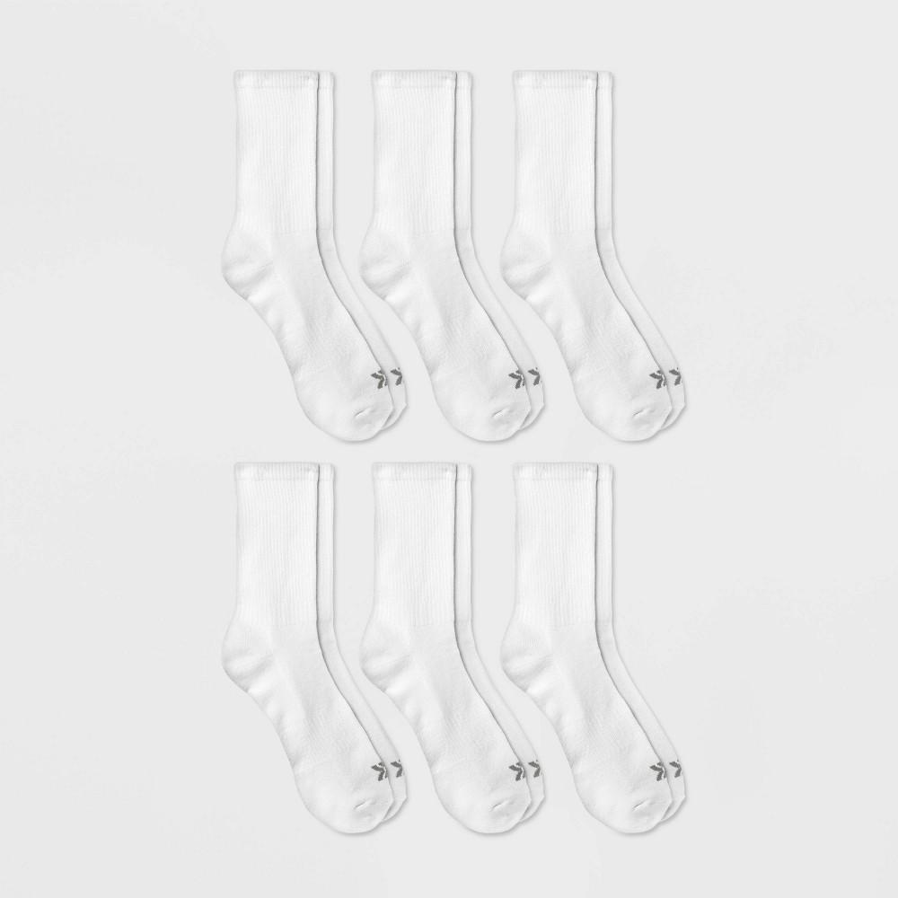 Mens Active Crew Socks 6pk - All In Motion White 6-12 Product Image