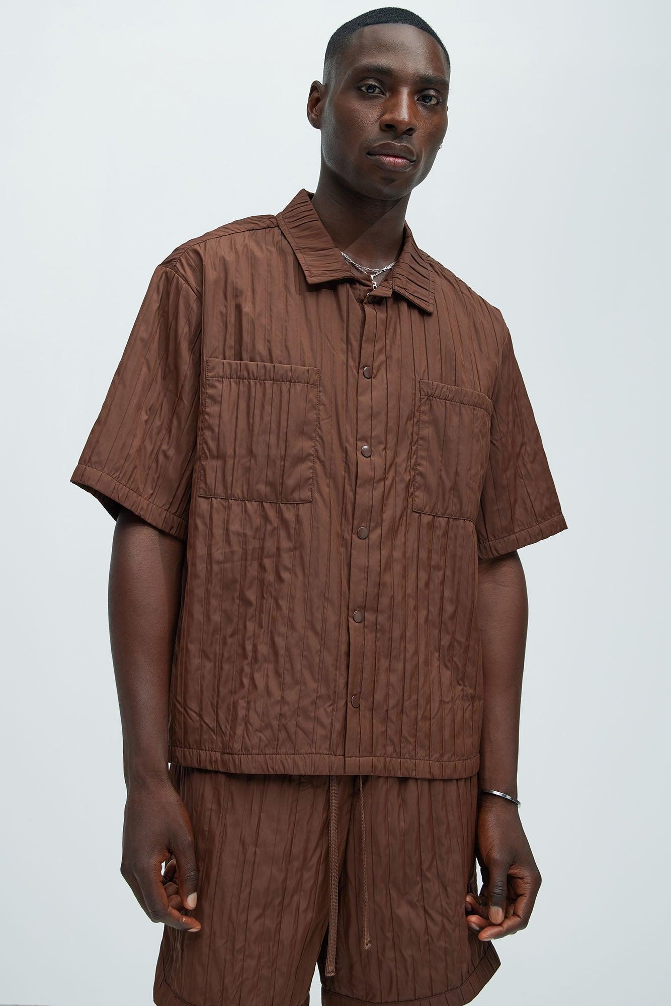 Cavour Crinkled Shirt - Brown Product Image