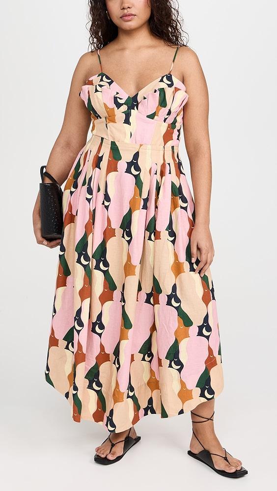 FARM Rio The Kiss Multicolor Sleeveless Midi Dress | Shopbop Product Image