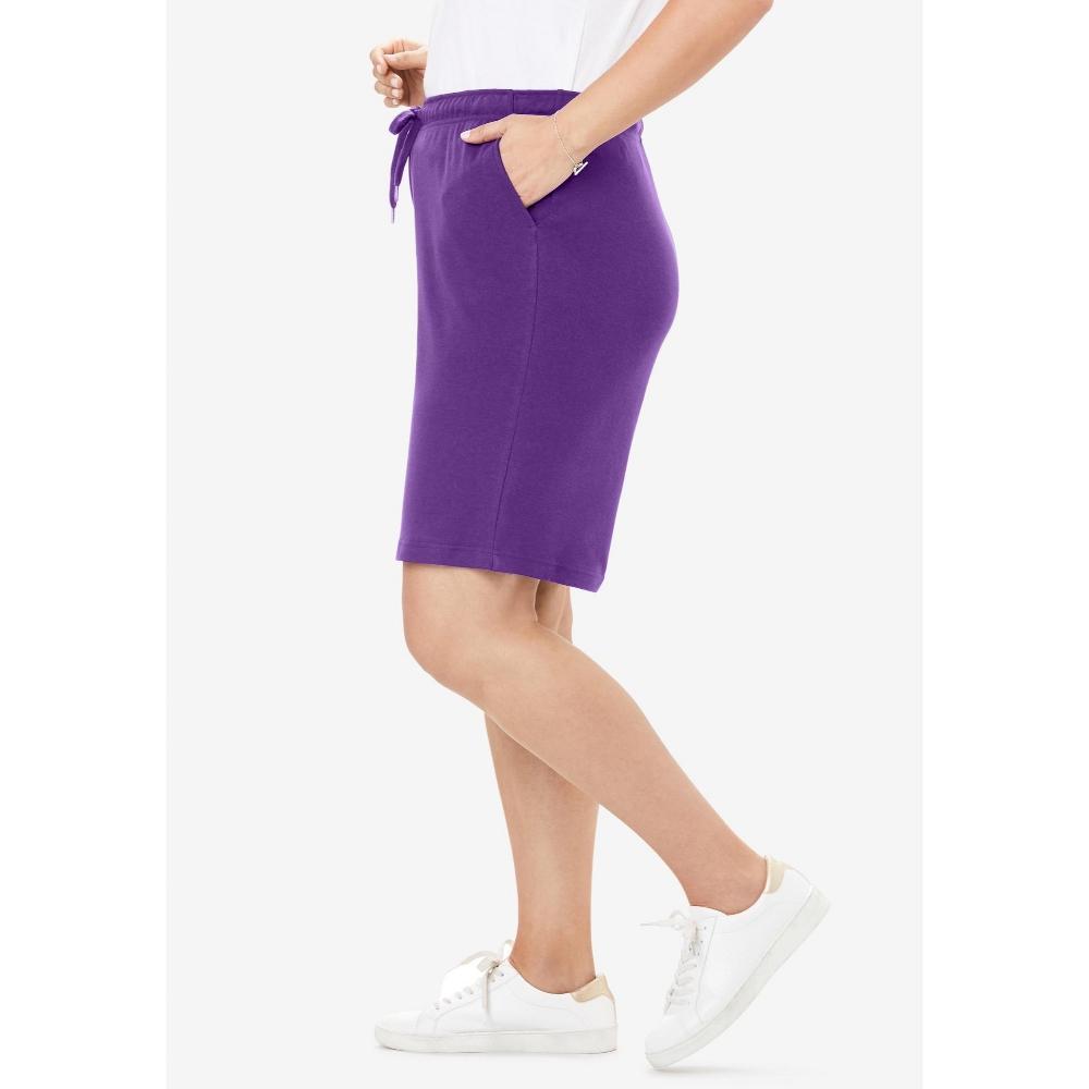 Woman Within Women's Plus Size Sport Knit Short - L, Purple Orchid Product Image