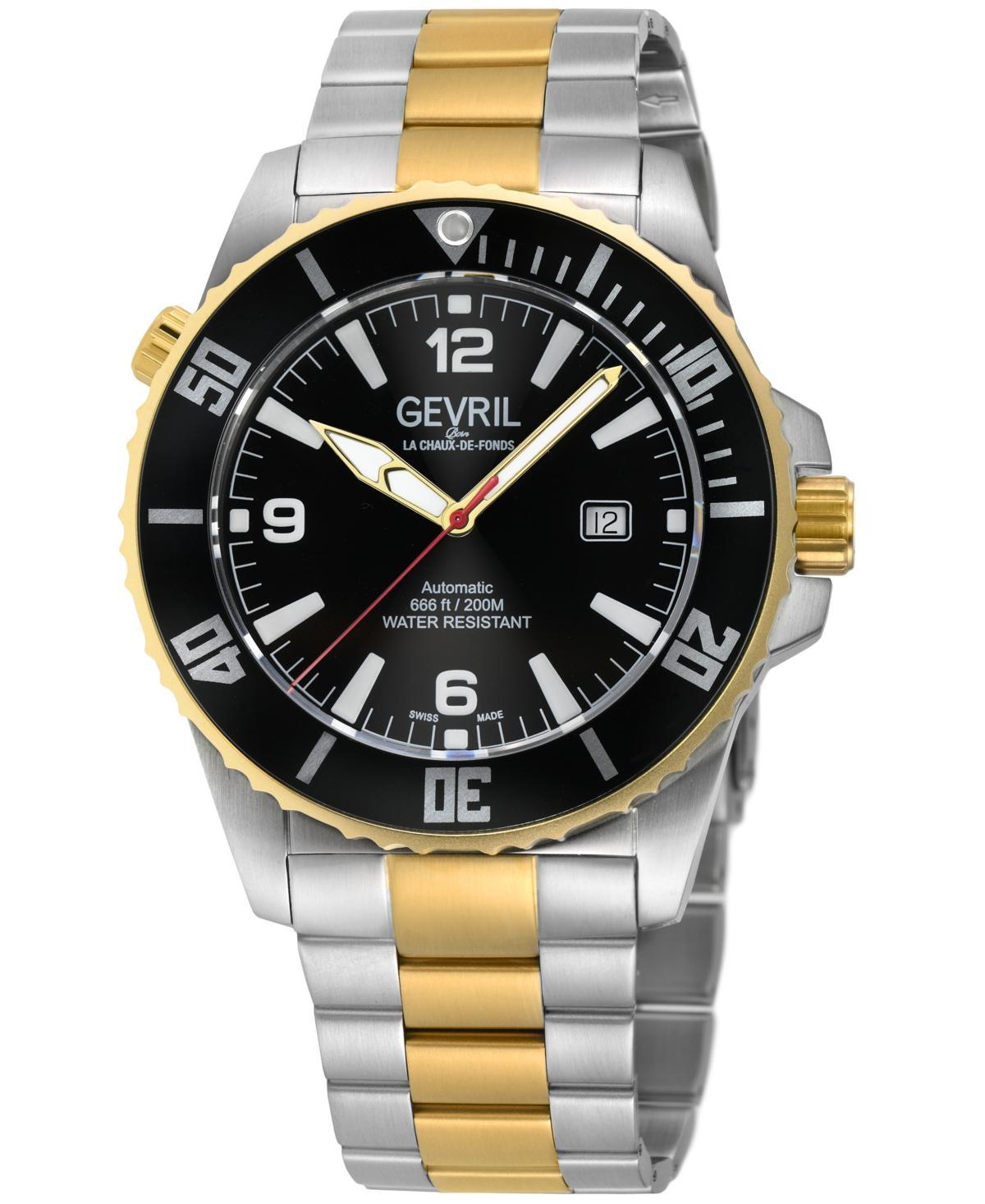 Gevril Mens Canal Street Swiss Automatic Two-Tone Ss Ipyg Stainless Steel Bracelet Watch 46mm Product Image