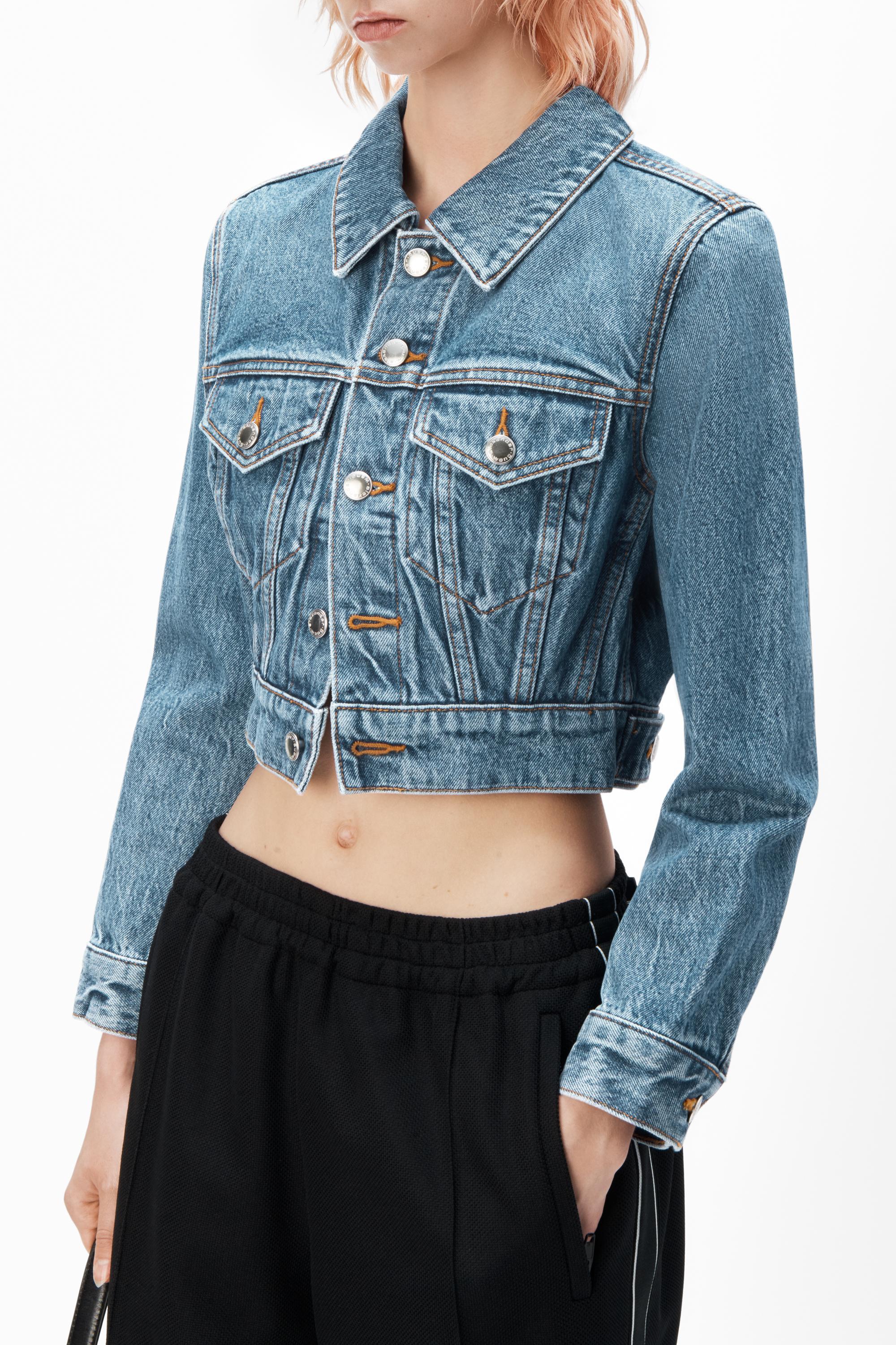 Shrunken Trucker Jacket In Denim Product Image