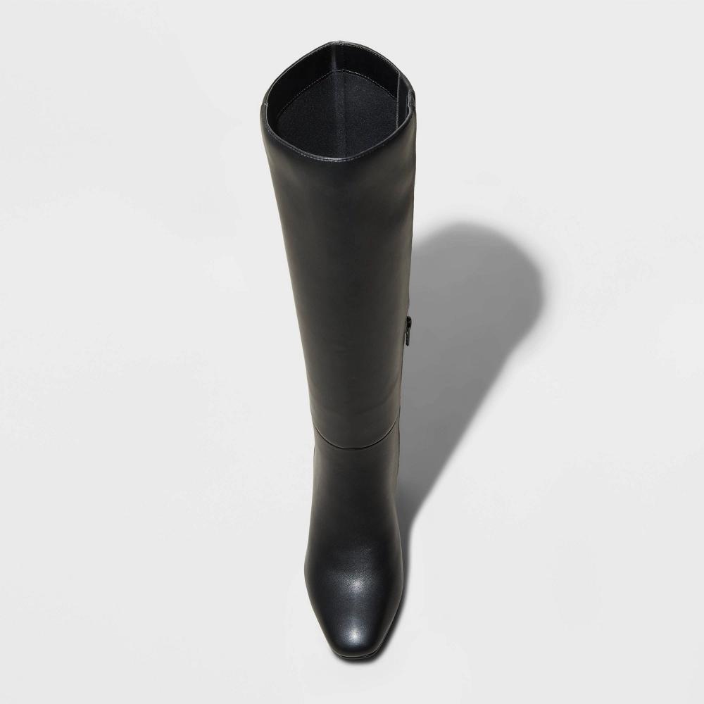 Womens Livia Wide Calf Stovepipe Tall Boots - A New Day Black 7.5WC Product Image