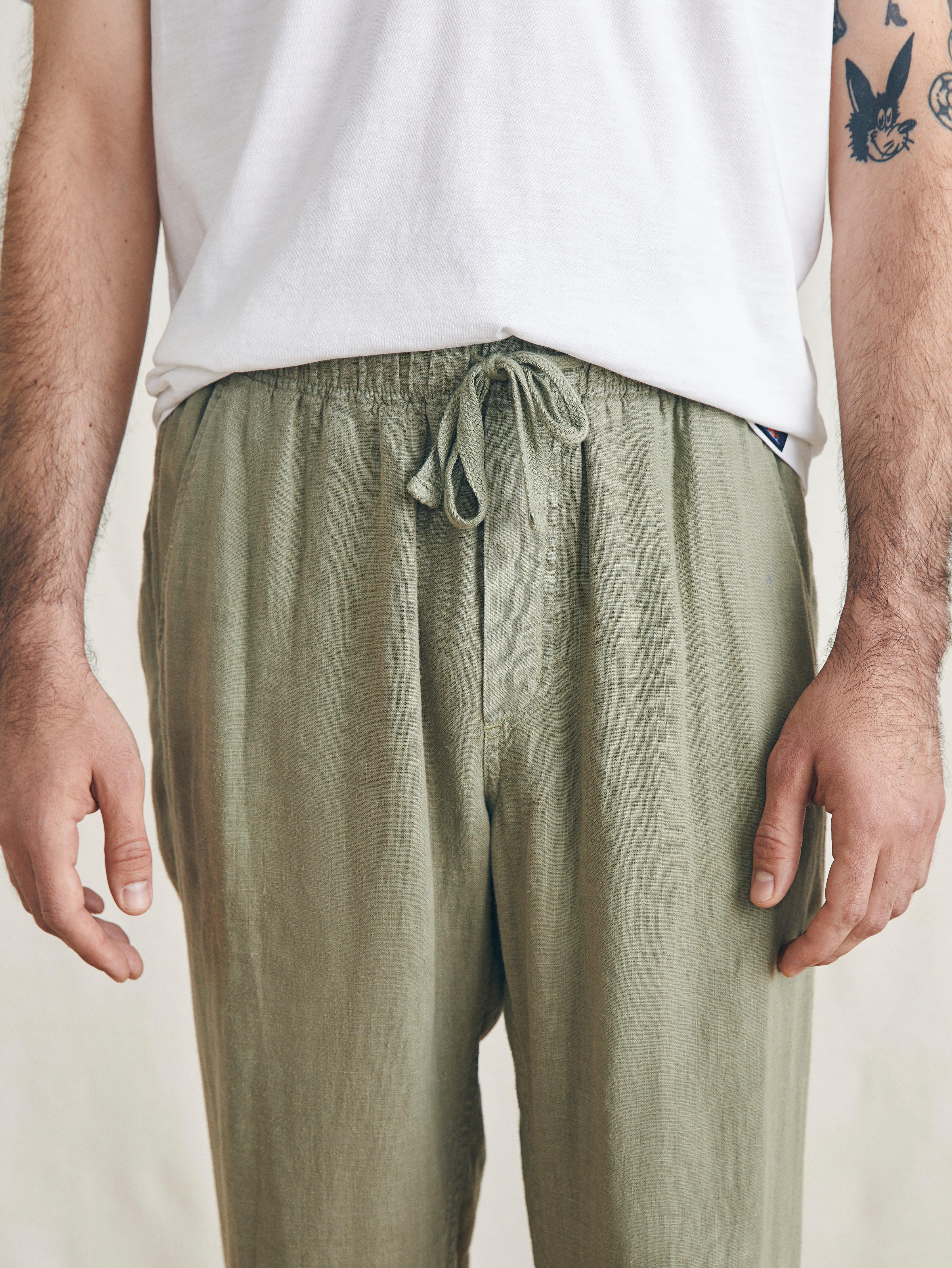 Linen Drawstring Pant - Canyon Olive Male Product Image