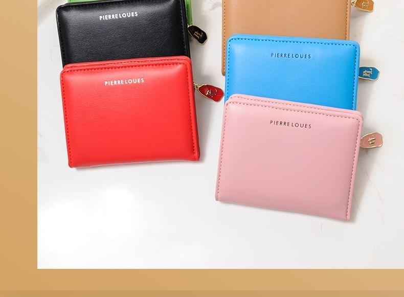 Plain Faux Leather Short Wallet Product Image