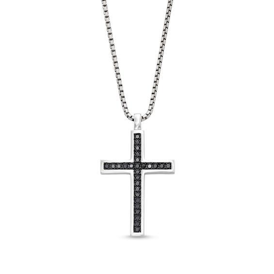 Vera Wang Men 1 CT. T.w. Black Diamond Cross Pendant in Sterling Silver - 22" Product Image