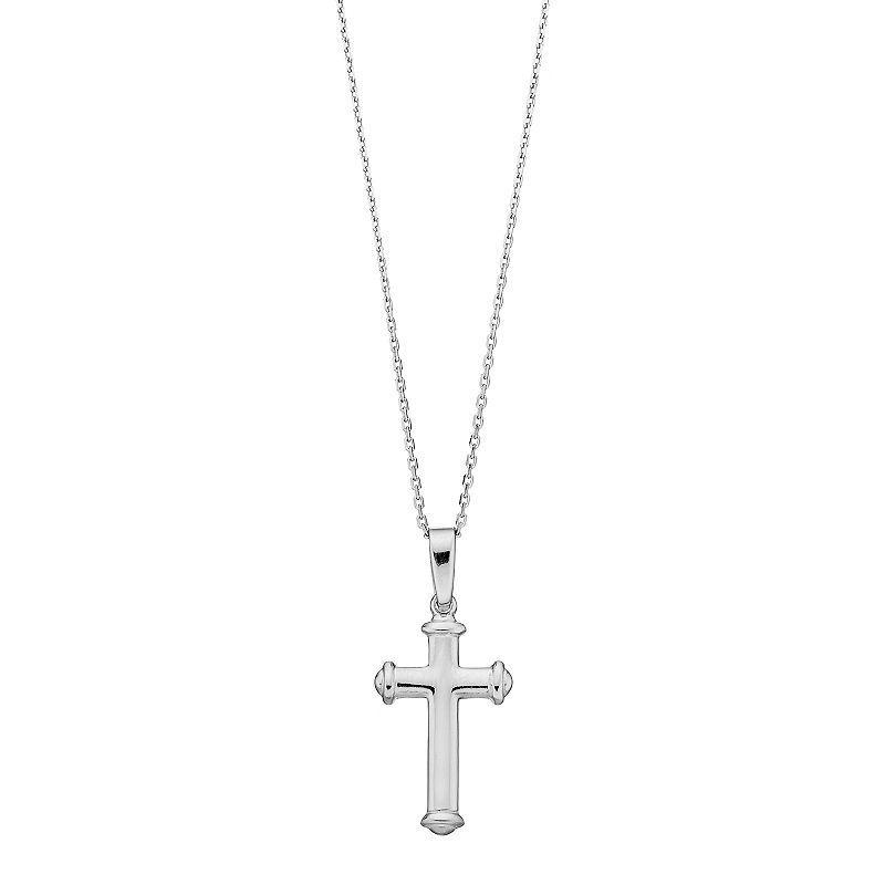 Sterling Silver Trefoil Cross Pendant Necklace, Womens, Grey Product Image