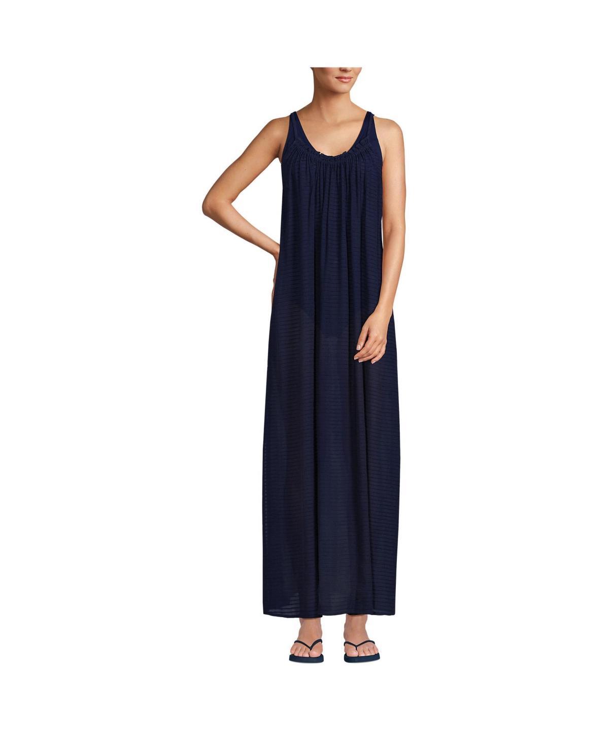 Lands End Womens Rayon Poly Rib Scoop Neck Swim Cover-up Maxi Dress Product Image