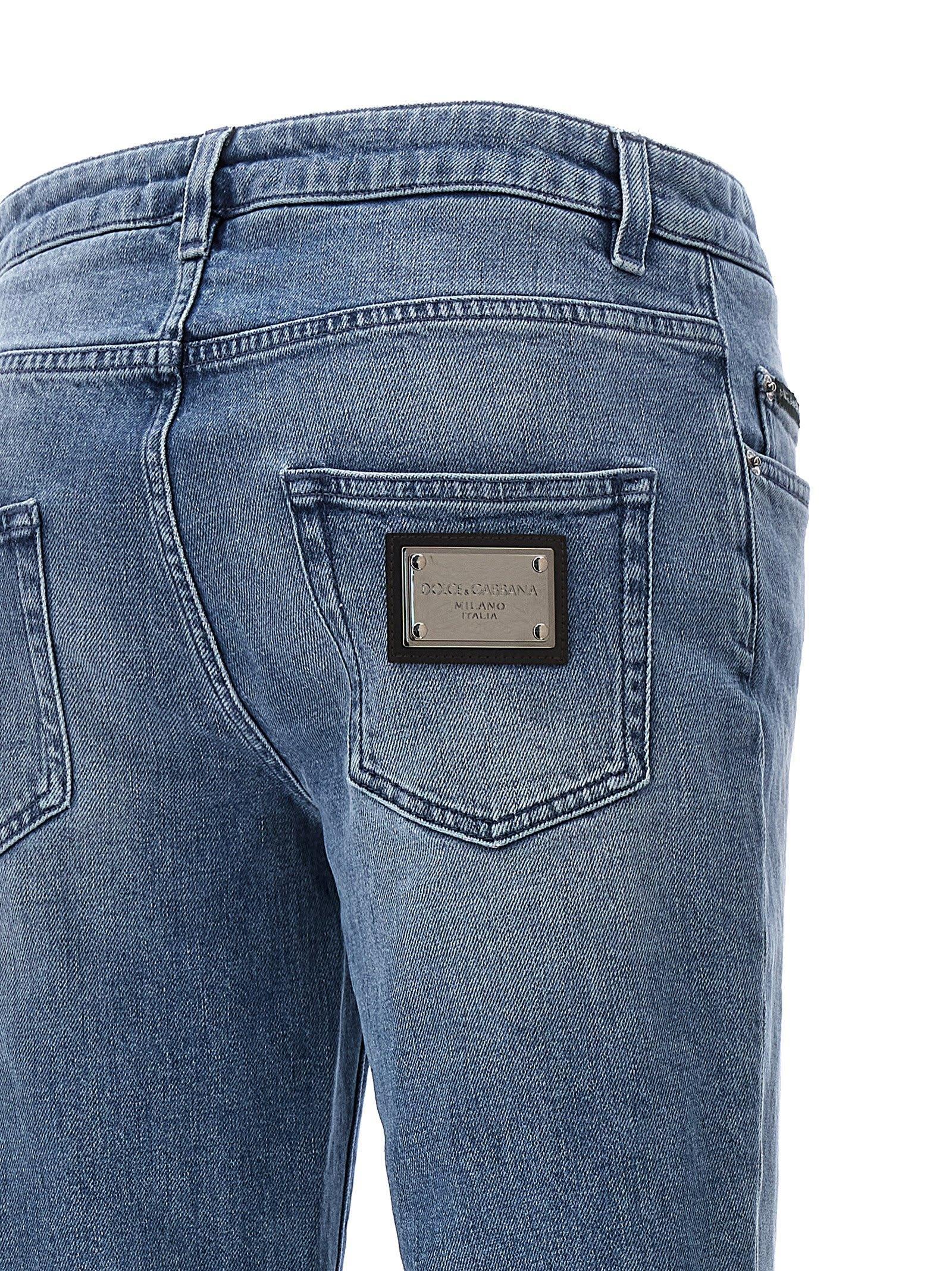 Light-blue Denim Jeans In Light Blue Product Image