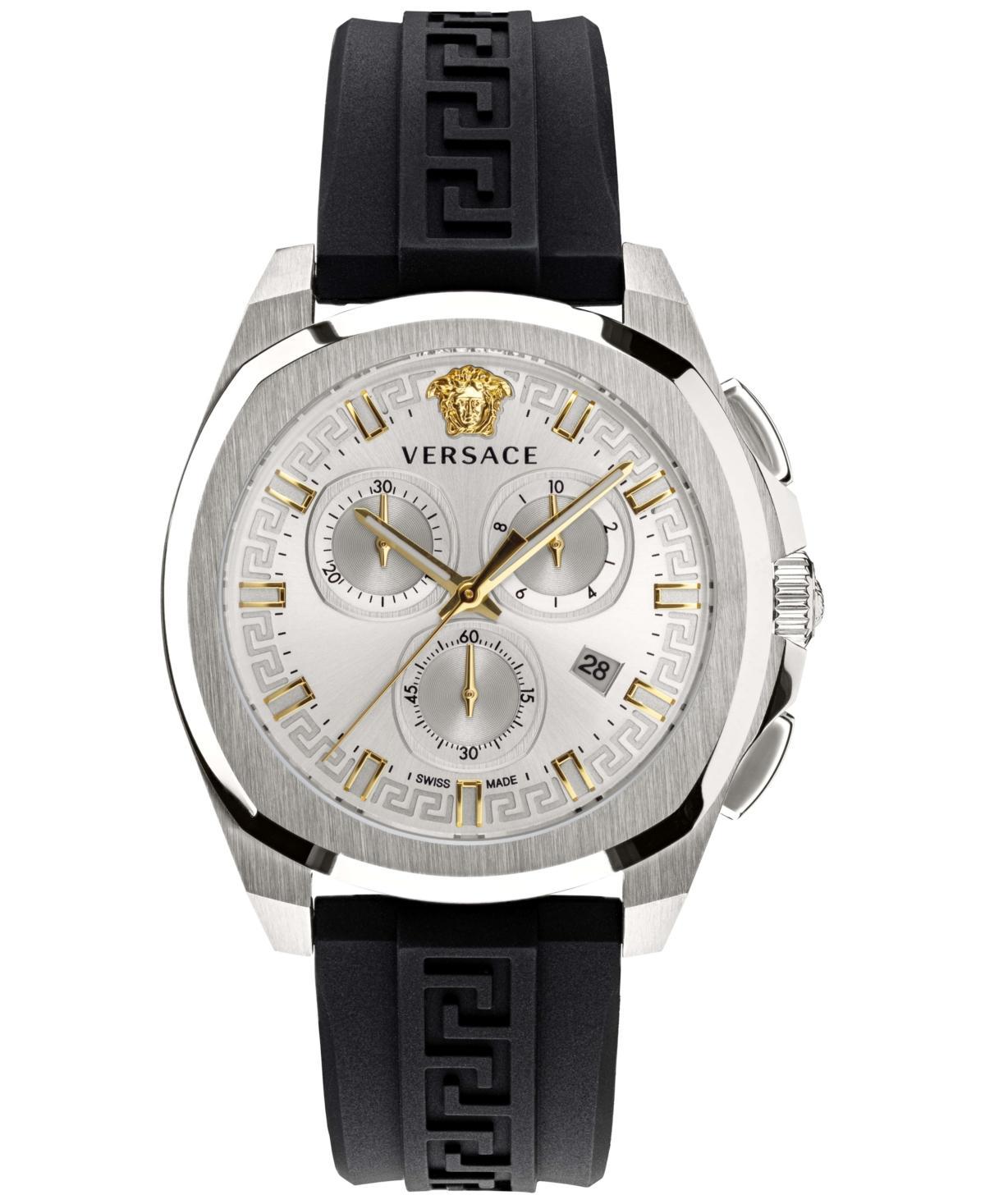 Versace Geo Silicone Strap Chronograph Watch, 43mm Product Image