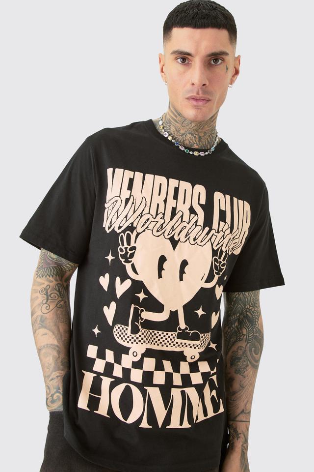 Mens Tall Members Club Worldwide T-shirt In Black, Black Product Image