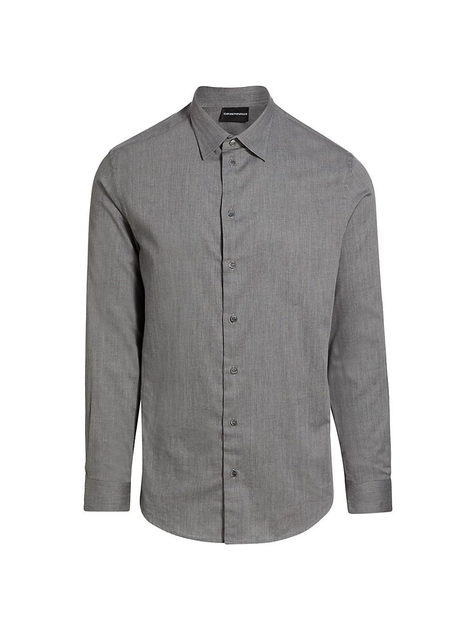 Mens Herringbone Button-Up Shirt Product Image