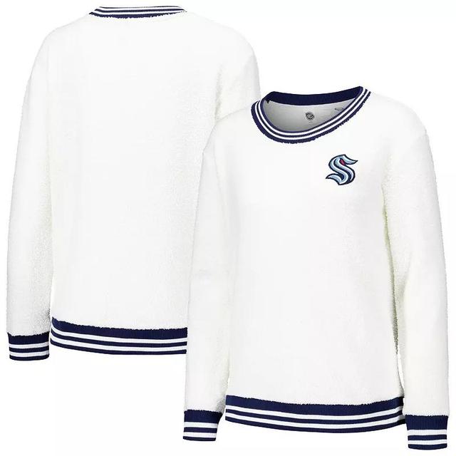 Womens Concepts Sport Cream/Navy Seattle Kraken Granite Sherpa Pullover Sweatshirt Product Image