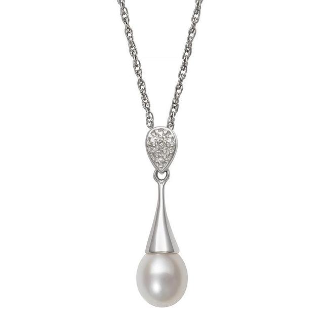 Sterling Silver Freshwater Cultured Pearl Pendant Necklace, Womens White Product Image