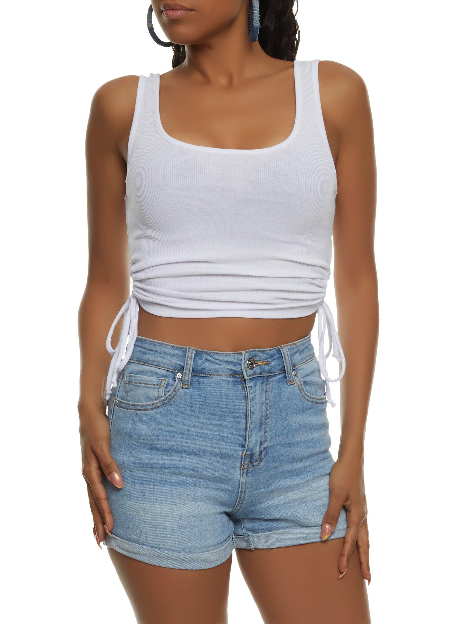 Womens Cut Out Side Tie Cropped Tank Top product image