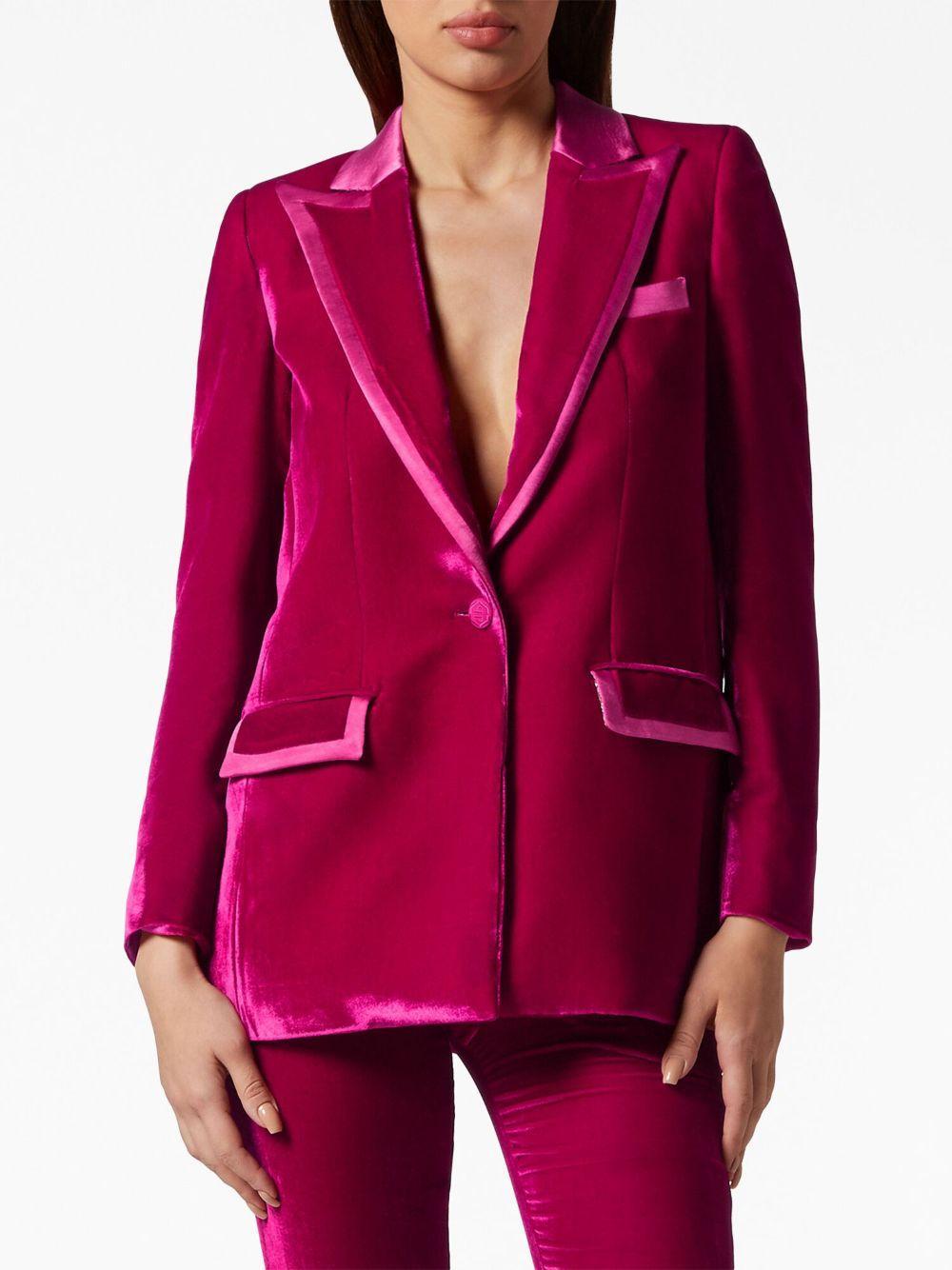 contrasting-trim velvet blazer Product Image