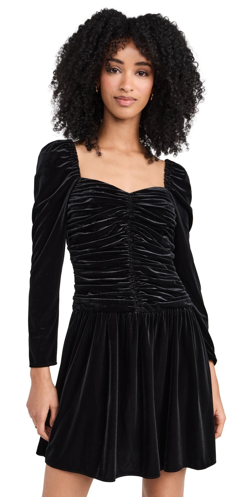 Womens Mari Ruched Velvet Minidress Product Image