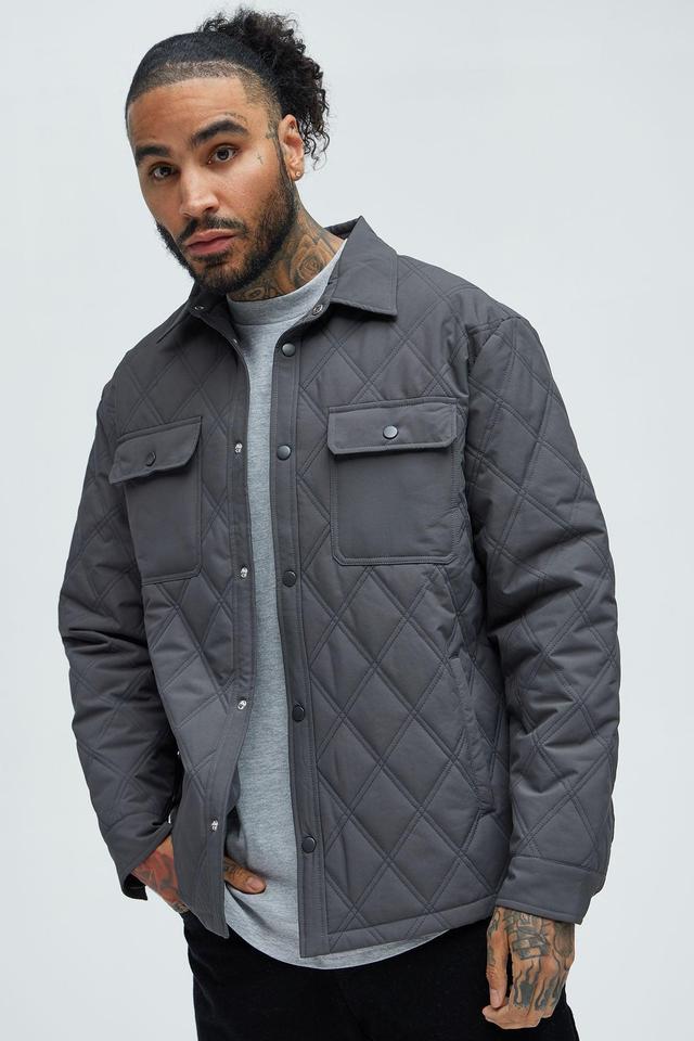 Auburn Quilted Shirt Jacket - Charcoal Product Image